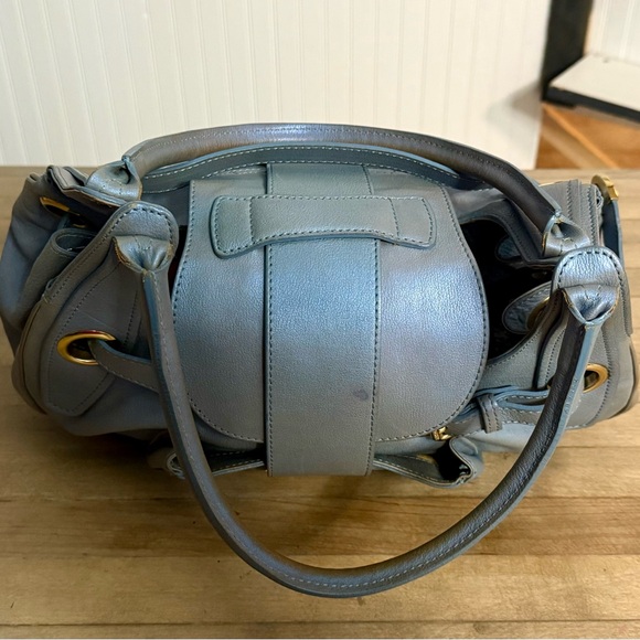 RARE Jimmy Choo Blue Leather Satchel Handle Bag Purse - Picture 4 of 10